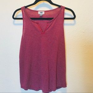 Old Navy Red, White & Blue Striped Split Neck Tank